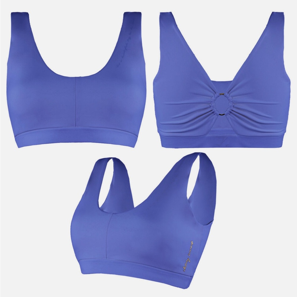 Gymshark Whitney Simmons Round Neck Blue Womens Sports Bra - Picture 3 of 7